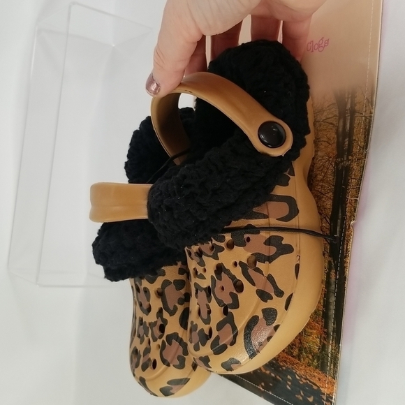 LILY & Dan Leopard Print Warm Lined Rubber Clogs with Removable Liner - NWT - Picture 4 of 9